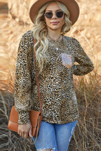 Load image into Gallery viewer, Leopard Print Sequin Pocket Long Sleeve Top
