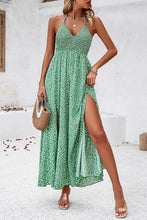 Load image into Gallery viewer, Smocked Slit Tied Printed Dress
