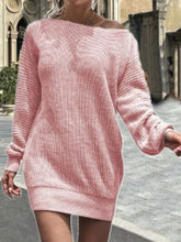 Load image into Gallery viewer, One Shoulder Lantern Sleeve Sweater Dress
