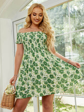 Load image into Gallery viewer, Plus Size Floral Smocked Off-Shoulder Mini Dress
