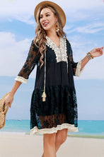 Load image into Gallery viewer, Tassel Spliced Lace Cover Up
