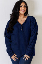Load image into Gallery viewer, Basic Bae Full Size Ribbed Half Button Long Sleeve T-Shirt
