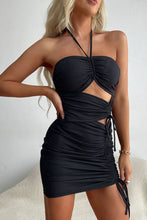 Load image into Gallery viewer, Cutout Ruched Halter Neck Mini Dress
