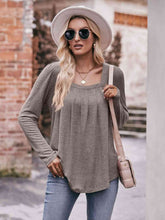 Load image into Gallery viewer, Double Take Pleated Detail Curved Hem Long Sleeve Top
