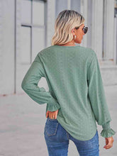 Load image into Gallery viewer, V-Neck Eyelet Flounce Sleeve Blouse

