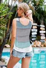 Load image into Gallery viewer, Striped Openwork V-Neck Knit Tank
