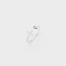 Load image into Gallery viewer, Heart Shape Cross Inlaid Zircon Open Ring
