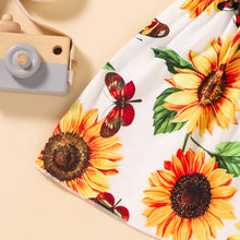 Load image into Gallery viewer, Sunflower Print Smocked Tie Shoulder Dress
