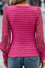 Load image into Gallery viewer, Openwork Scoop Neck Long Sleeve Blouse
