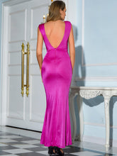 Load image into Gallery viewer, Ruched Deep V Sleeveless Maxi Fishtail Dress
