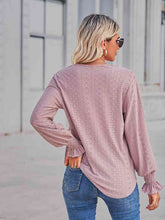 Load image into Gallery viewer, V-Neck Eyelet Flounce Sleeve Blouse
