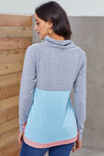Load image into Gallery viewer, Color Block Raglan Sleeve Drawstring Sweatshirt
