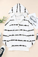 Load image into Gallery viewer, Striped Half-Button Drawstring Hoodie
