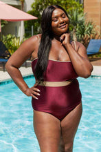 Load image into Gallery viewer, Marina West Swim Wave Break Contrast Trim One-Piece in Wine
