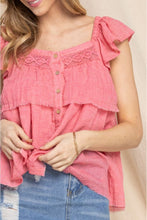 Load image into Gallery viewer, ODDI Full Size Buttoned Ruffled Top
