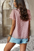 Load image into Gallery viewer, Swiss Dot Ruffle Collar Flutter Sleeve Blouse

