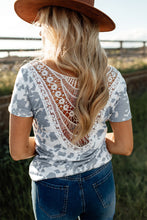 Load image into Gallery viewer, Printed Crochet Lace Tee
