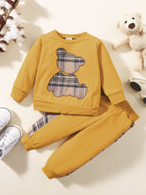 Load image into Gallery viewer, Plaid Bear Graphic Tee and Plaid Print Pants Kit
