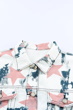 Load image into Gallery viewer, Star Tie-Dye Button Down Denim Jacket
