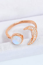 Load image into Gallery viewer, Natural Moonstone and Zircon Sun &amp; Moon Open Ring
