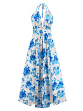 Load image into Gallery viewer, Slit Backless Printed Halter Neck Dress
