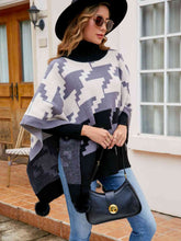 Load image into Gallery viewer, Turtleneck Pom-Pom Trim Poncho
