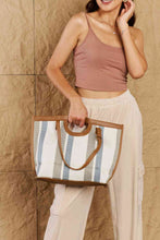 Load image into Gallery viewer, Fame Striped In The Sun Faux Leather Trim Tote Bag
