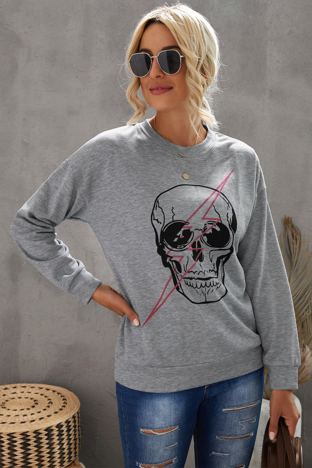 Halloween Skull and Lightning graphic Tee