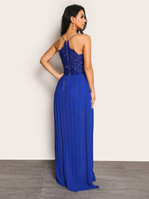 Load image into Gallery viewer, Spaghetti Strap Spliced Lace Split Maxi Dress
