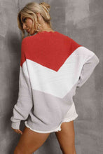 Load image into Gallery viewer, Color Block Round Neck Rib-Knit Sweater
