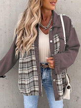 Load image into Gallery viewer, Plaid Button Up Dropped Shoulder Jacket
