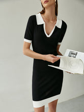 Load image into Gallery viewer, Contrast Johnny Collar Mini Dress
