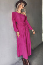 Load image into Gallery viewer, Belted One-Shoulder Tiered Maxi Dress
