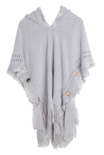 Load image into Gallery viewer, Fringe Hem Hooded Poncho
