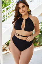 Load image into Gallery viewer, Plus Size Cutout Tied Backless Bikini Set
