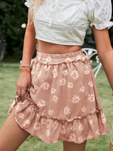 Load image into Gallery viewer, Botanical Print Frill Trim Tiered Skirt
