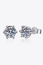 Load image into Gallery viewer, 925 Sterling Silver 6-Prong 2 Carat Moissanite Stud Earrings
