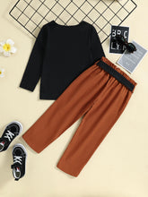 Load image into Gallery viewer, Kids Cutout Ribbed Top and Pants Set with Belt Bag
