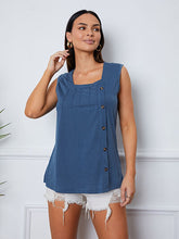 Load image into Gallery viewer, Square Neck Decorative Button Tank
