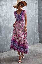 Load image into Gallery viewer, V-Neck Short Sleeve Printed Maxi Dress
