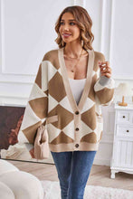 Load image into Gallery viewer, Geometric Lantern Sleeve Cardigan with Pockets
