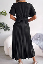 Load image into Gallery viewer, Pleated Flutter Sleeve Belted Dress
