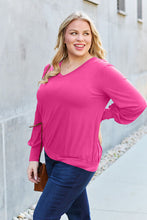 Load image into Gallery viewer, Basic Bae Full Size V-Neck Lantern Sleeve Blouse
