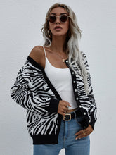 Load image into Gallery viewer, Zebra Print Button Down Cardigan
