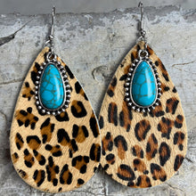 Load image into Gallery viewer, Artificial Turquoise Teardrop Earrings
