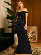Load image into Gallery viewer, Sequin Off-Shoulder Backless Dress
