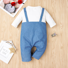 Load image into Gallery viewer, Baby Santa Graphic Faux Overall Jumpsuit
