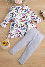 Load image into Gallery viewer, Girls Butterfly Pattern Dress and Pants Set
