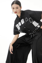 Load image into Gallery viewer, Contrast Button Front Curved Hem Shirt

