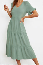 Load image into Gallery viewer, Short Sleeve V-Neck Tiered  Dress
